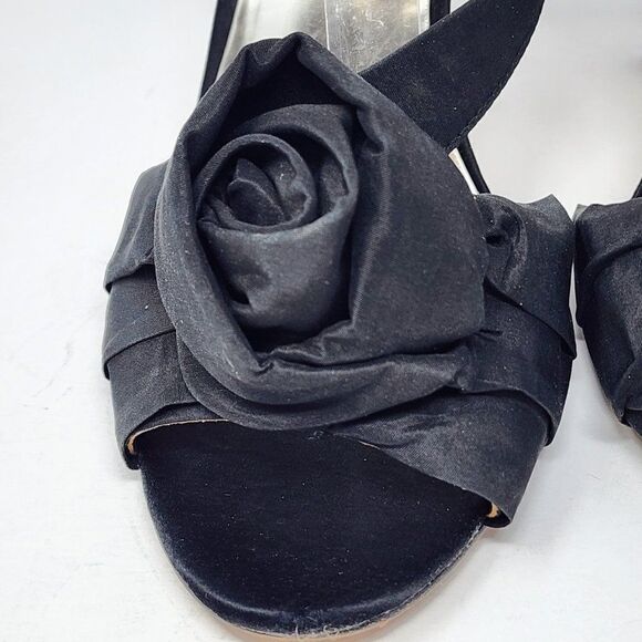 Badgley Mischka Black Open Toed Heels, Women's 9.5 - Picture 2 of 8